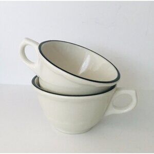 1967 Black & White Cups Syracuse Restaurant Ware Mugs Coffee Tea Thick USA